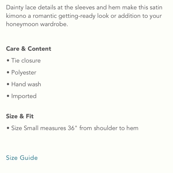 Anthropologie New NWT Sz Sm Genevieve Kimono Robe White Silk Lace Wedding Bride - Picture 7 of 7